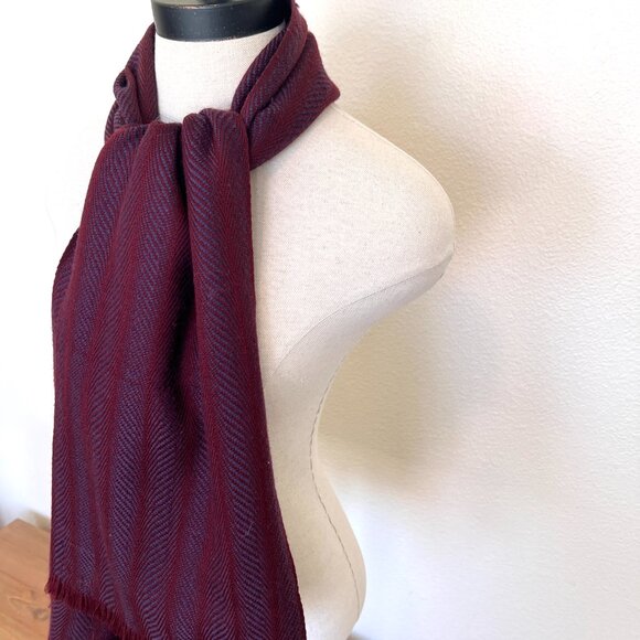 Lambswool Scarf - Ireland - Wine & Blue - Lisbeth Mulcahy - Picture 2 of 10